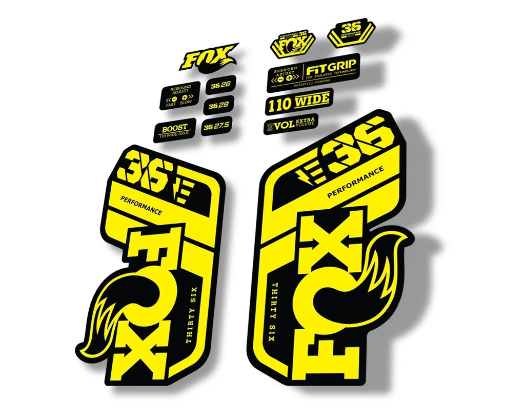 FOX 36 Performance E Bike 2021 Forks Suspension Factory Decal Sticker Yellow - 1