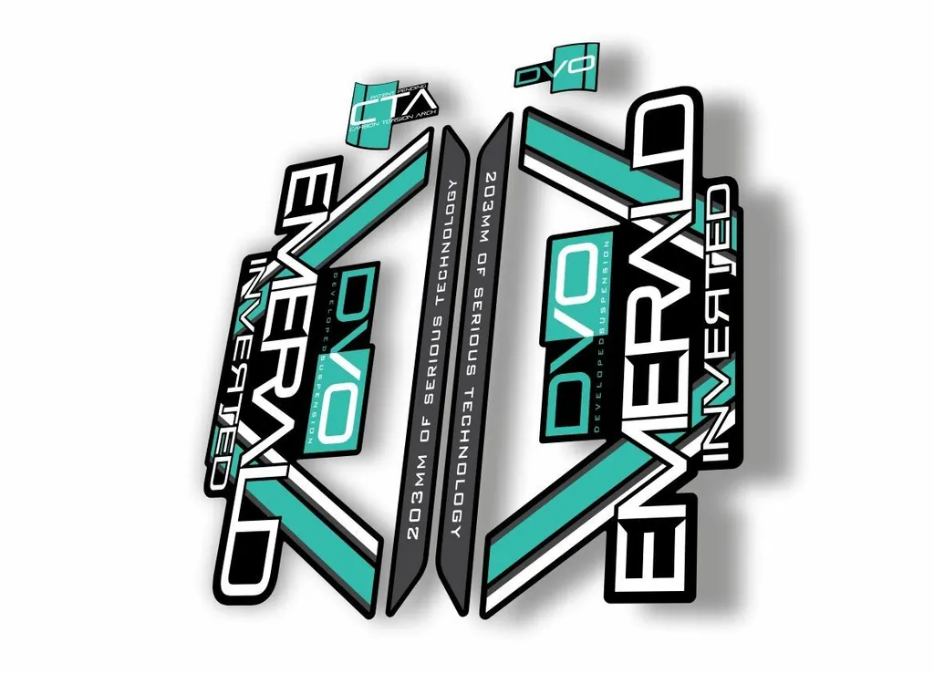 DVO 2016 EMERALD 27.5 - 29 Fork Suspension Sticker Decal Kit Adhesive Dolphin - 1