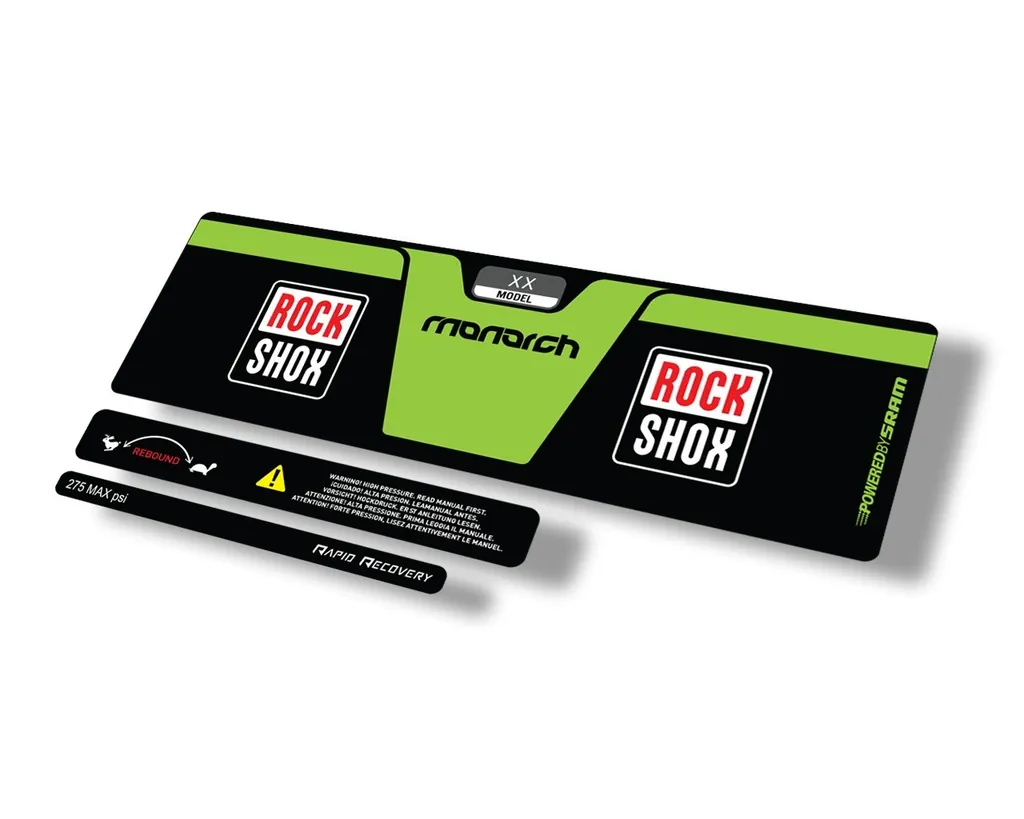 Rock Shox 2014 Monarch XX Rear Shock Decal Sticker Adhesive Set Green - 1
