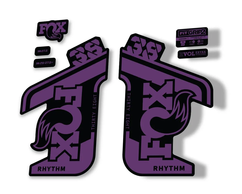 FOX 38 RHYTHM 2021 Fork Suspension Factory Sticker MTB Decal Adhesive Purple - 1