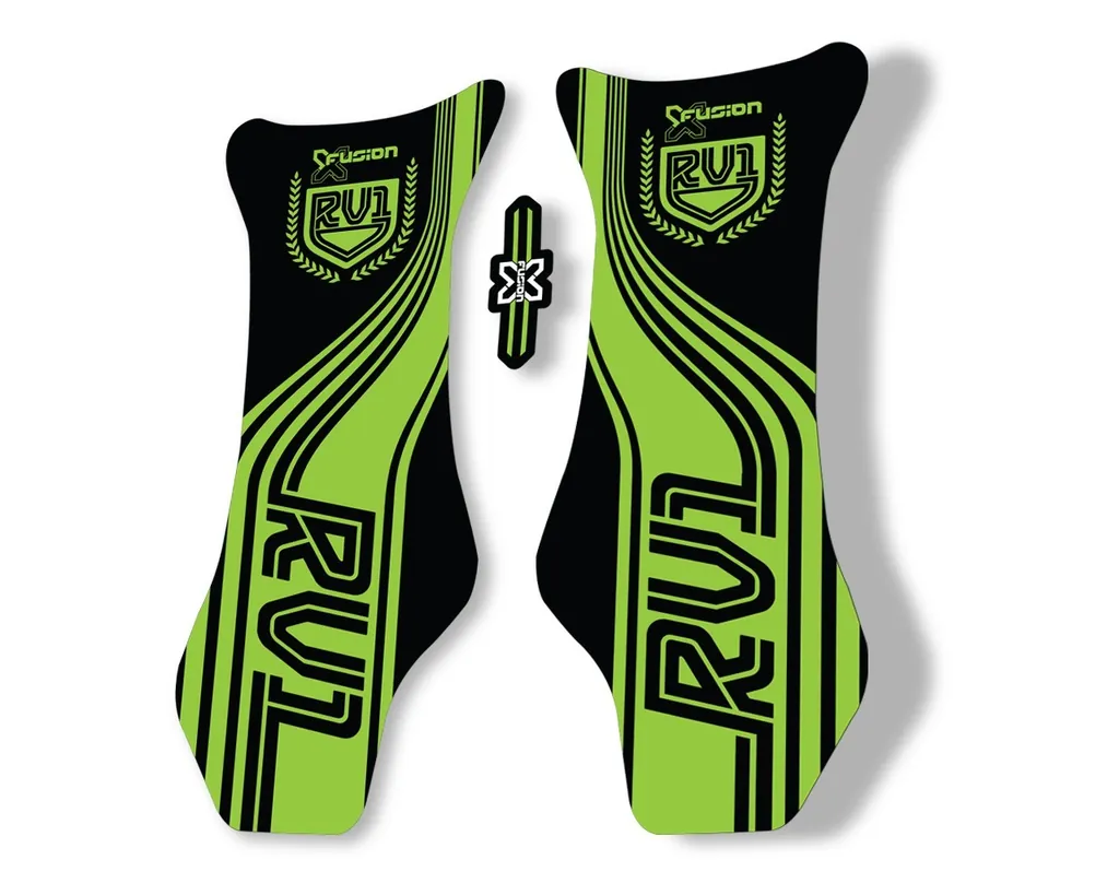 X Fusion RV1 2018 Front Shock Suspension Sticker Factory Decal Green - 1