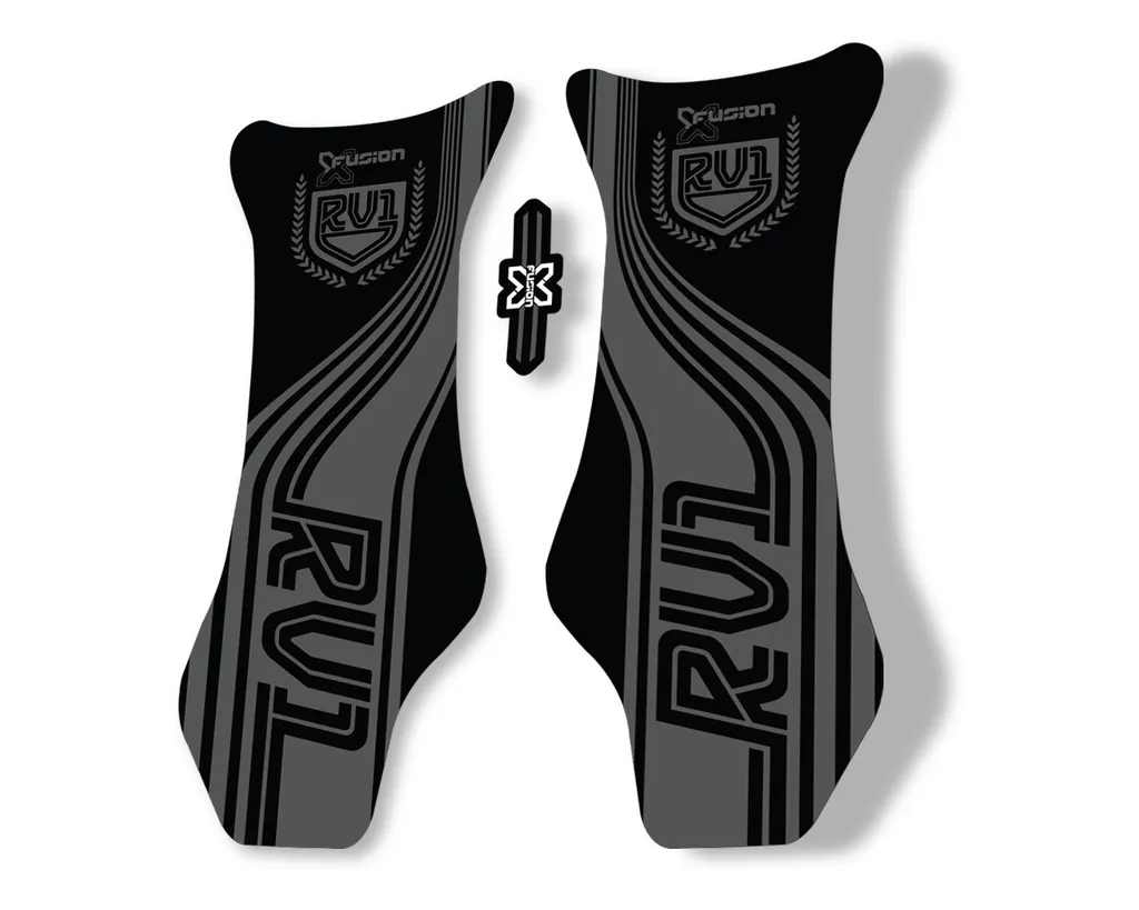 X Fusion RV1 2018 Front Shock Suspension Sticker Factory Decal Gray - 1