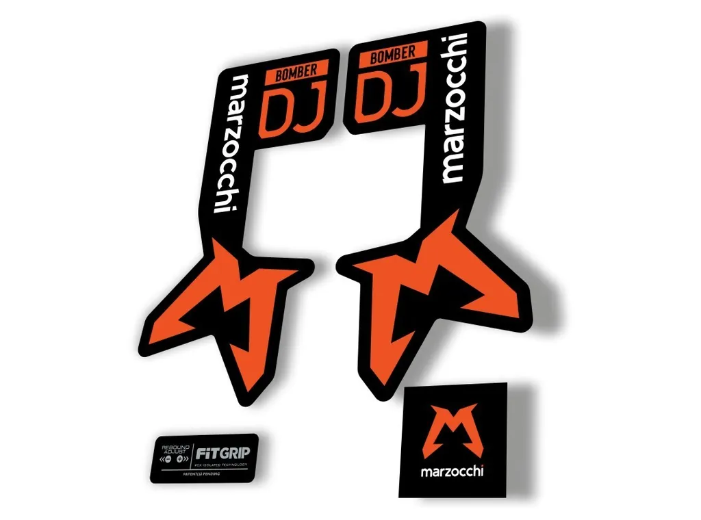 Marzocchi Bomber DJ 2025 Fork Suspension Sticker Decal Kit Adhesive Orange - 1
