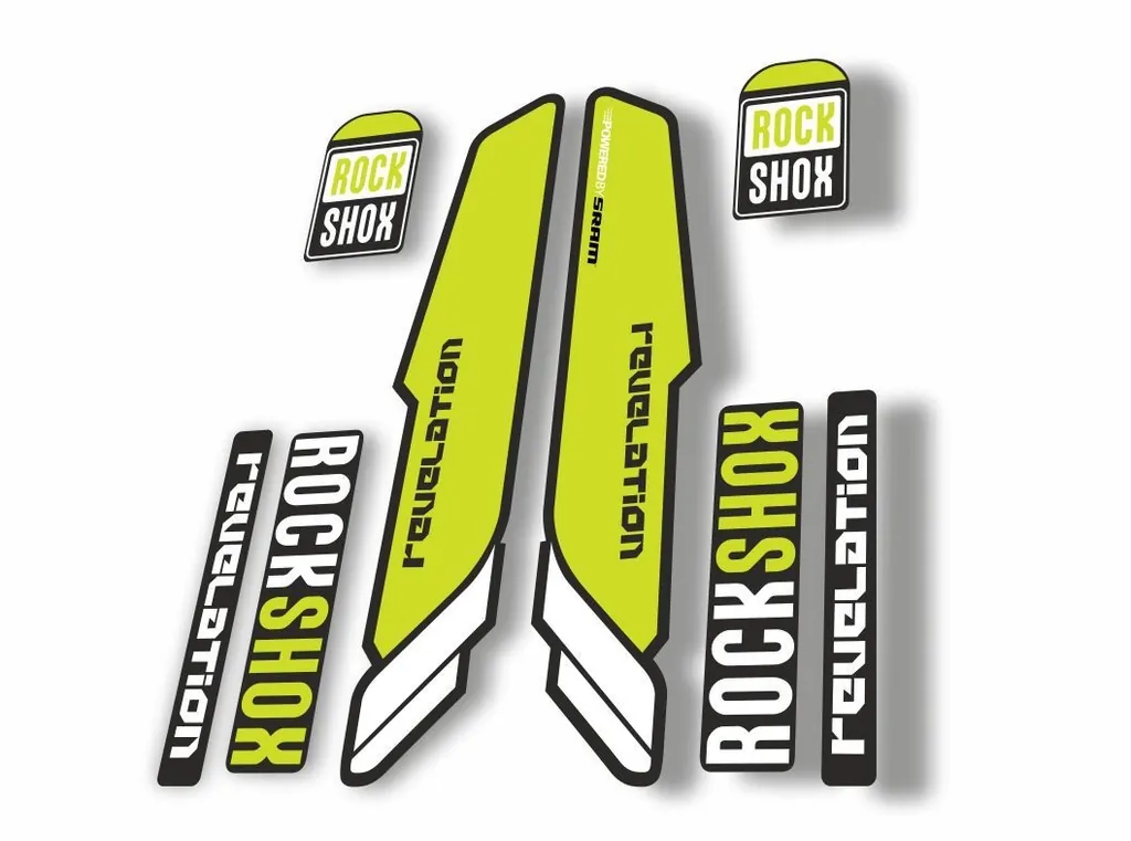 Rock Shox REVELATION 2013 Mountain Bike Cycling Decal Kit Sticker Lime Green - 1