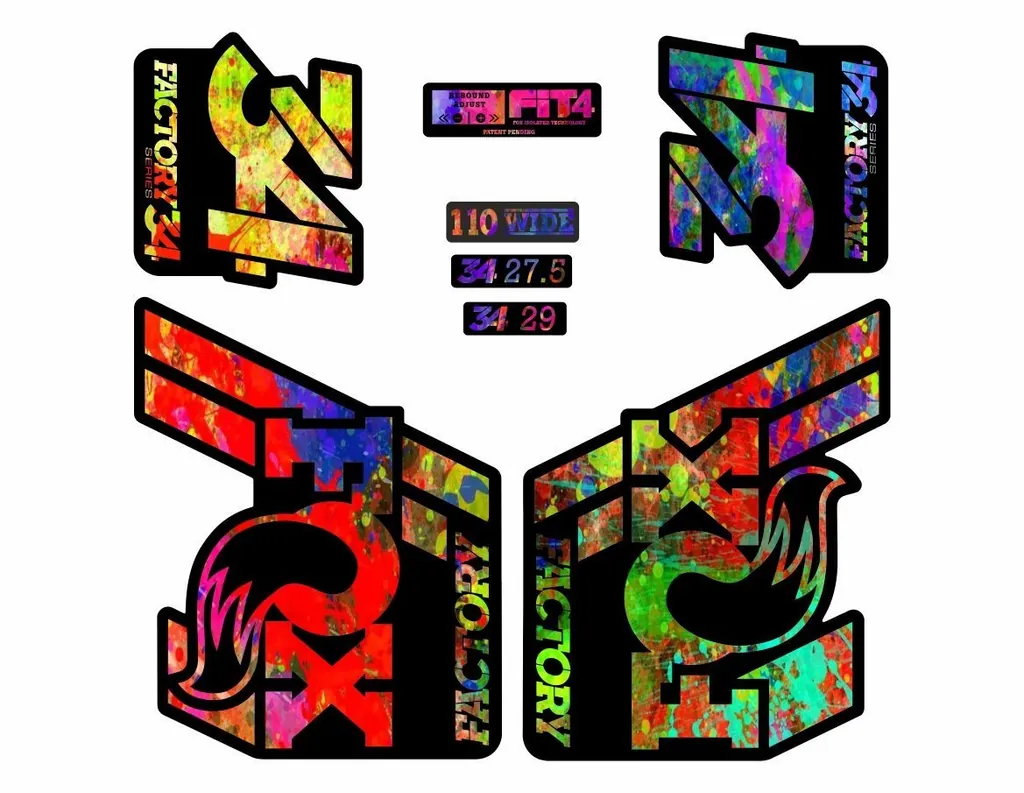 FOX 34 Float 2018-19 Forks Suspension Factory Decals Stickers Adhesive Oil Slick - 1
