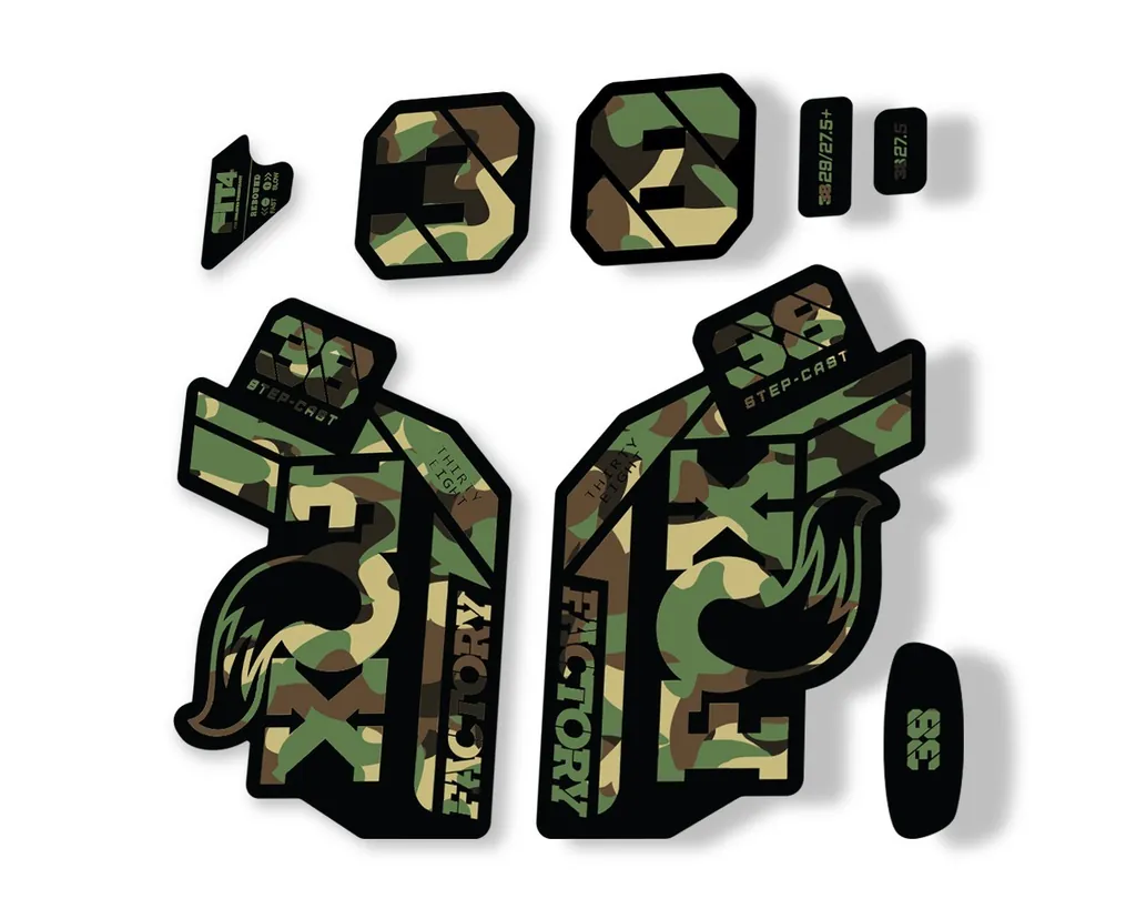 FOX 38 Step Cast SC 2021 Factory Fork Decals Suspension Sticker Adhesive Camo - 1