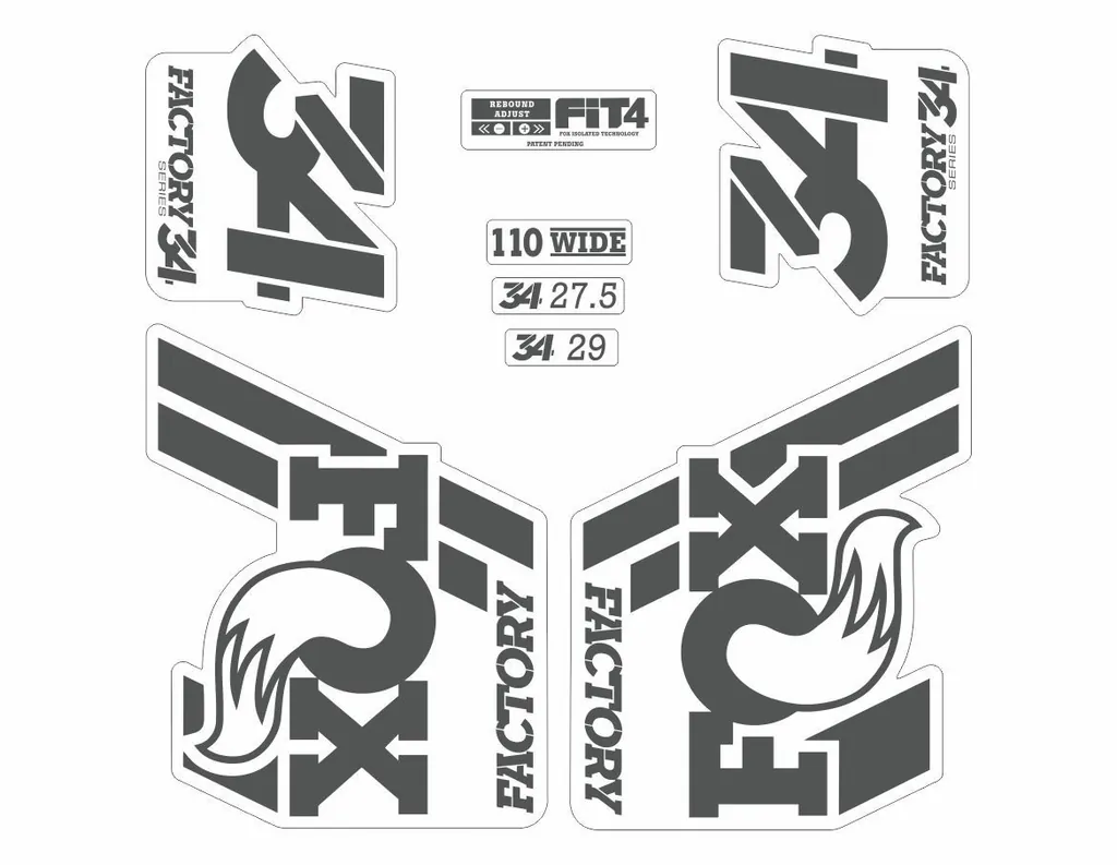 FOX 34 Float 2018-19 Forks Suspension Factory Decals Sticker Adhesive White Gray - 1