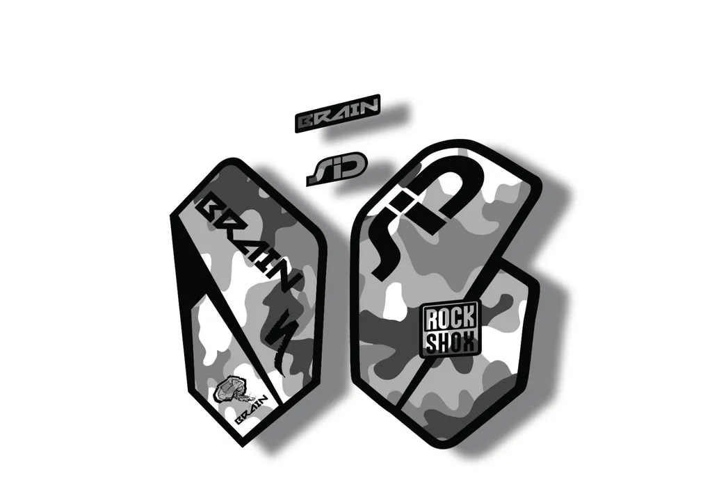 Rock Shox SID Brain 2012 Mountain Bike Cycling Decal Sticker Adhesive White Camo - 1