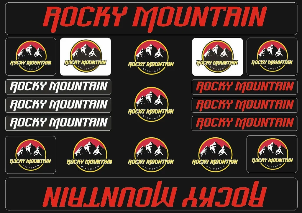 Bicycle Vinyl Stickers – Compatible with Rocky Mountain Bikes – Red - 1