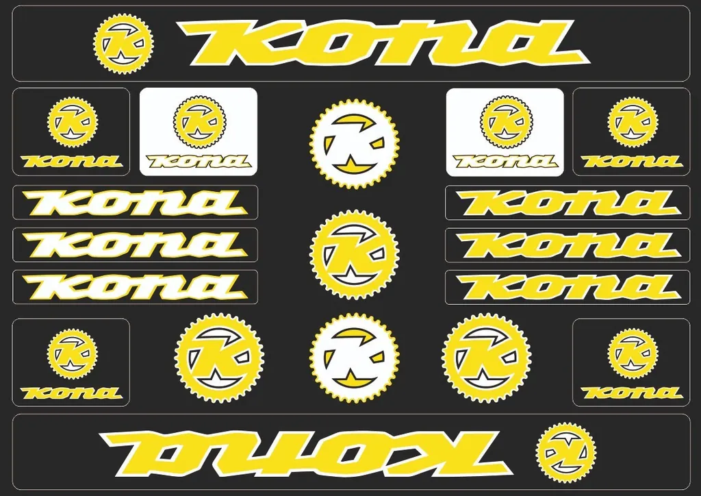 Bicycle Vinyl Stickers – Compatible with KONA Bikes Yellow - 1