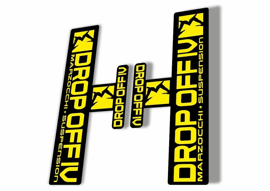 Marzocchi Drop Off 4 IV 2006 Fork Suspension Sticker Decal Kit Adhesive Yellow - 1