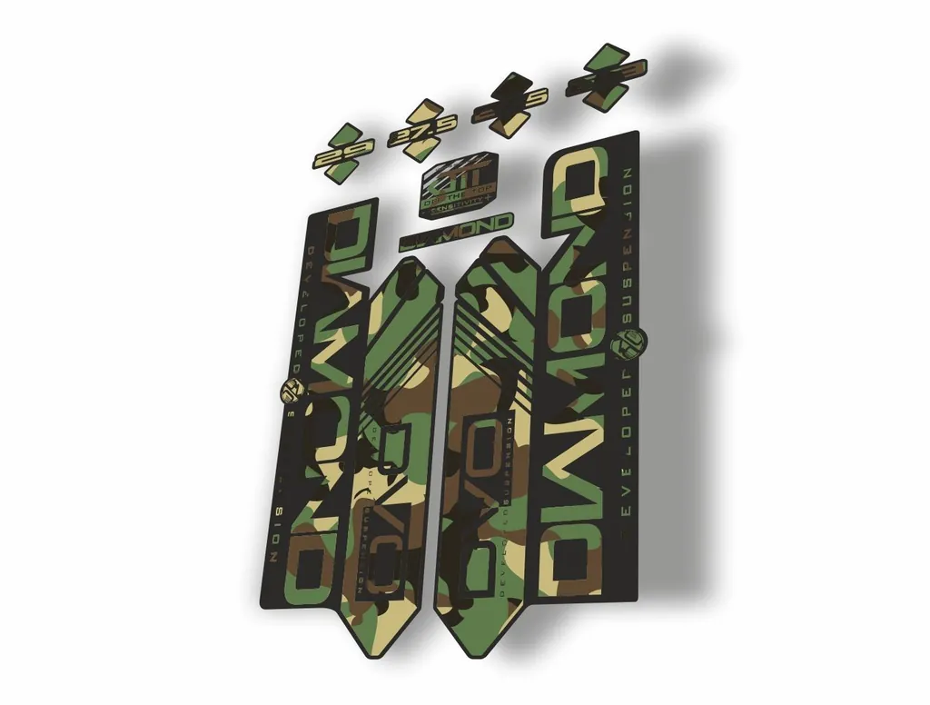 DVO 2016 Diamond 27.5 - 29 Fork Suspension Sticker Decal Kit Adhesive Camo - 1