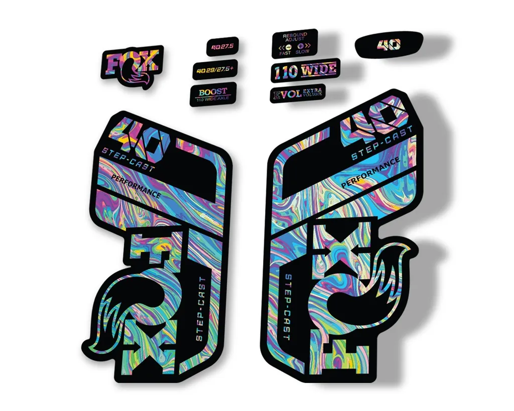 FOX 40 Step Cast SC 2021 Performance Fork Decals Suspension Sticker Oil Slick 1 - 1