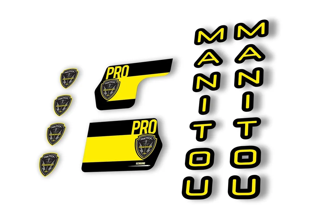 Manitou Mattoc Pro 2020 Fork Suspension Decal Kit Sticker Set Yellow - 1