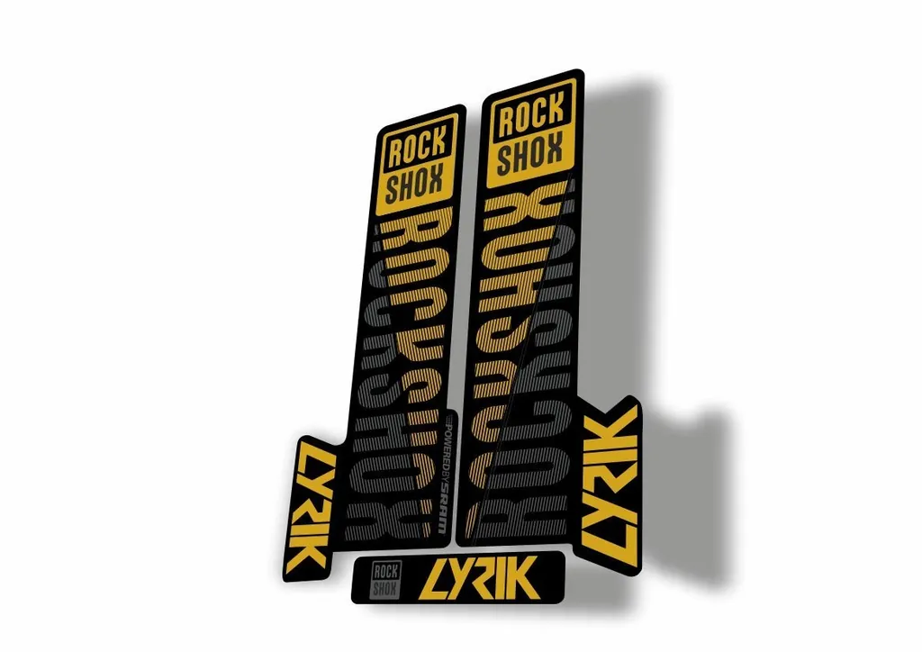 Rock Shox LYRIK 2018 Mountain Bike Cycling Decal Kit Sticker Gray Gold - 1