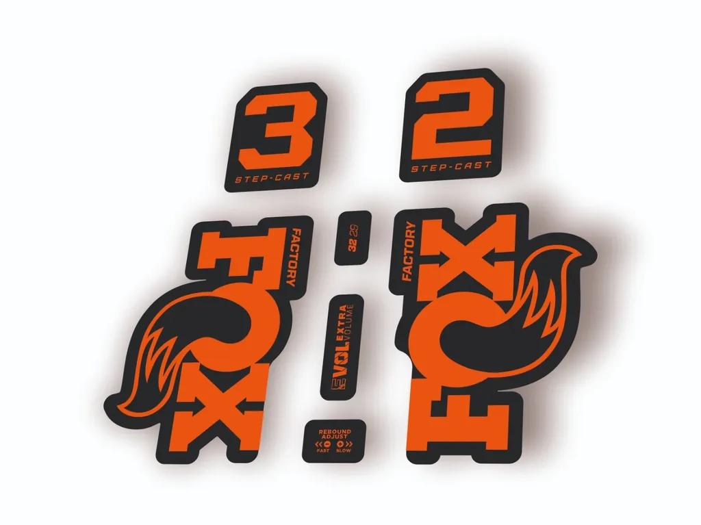 Fox 32 Step Cast 2025 Fork Suspension Factory Decal Sticker Adhesive Orange - 1