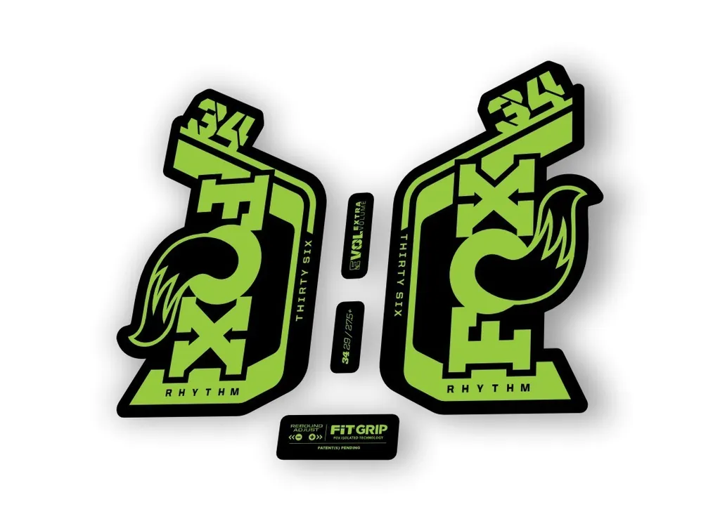Fox 34 Rhythm 2024 Fork Suspension Factory Decal Sticker Adhesive Green - 1
