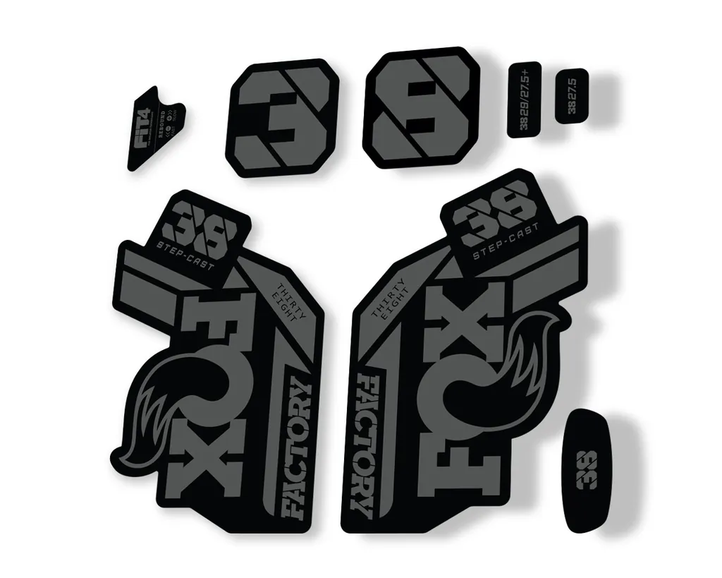 FOX 38 Step Cast SC 2021 Factory Fork Decals Suspension Sticker Adhesive Gray - 1