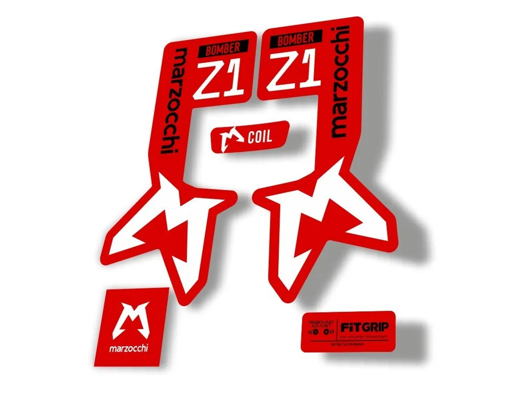 Marzocchi Bomber Z1 2025 2025 Fork Suspension Sticker Decal Kit Red White - 1