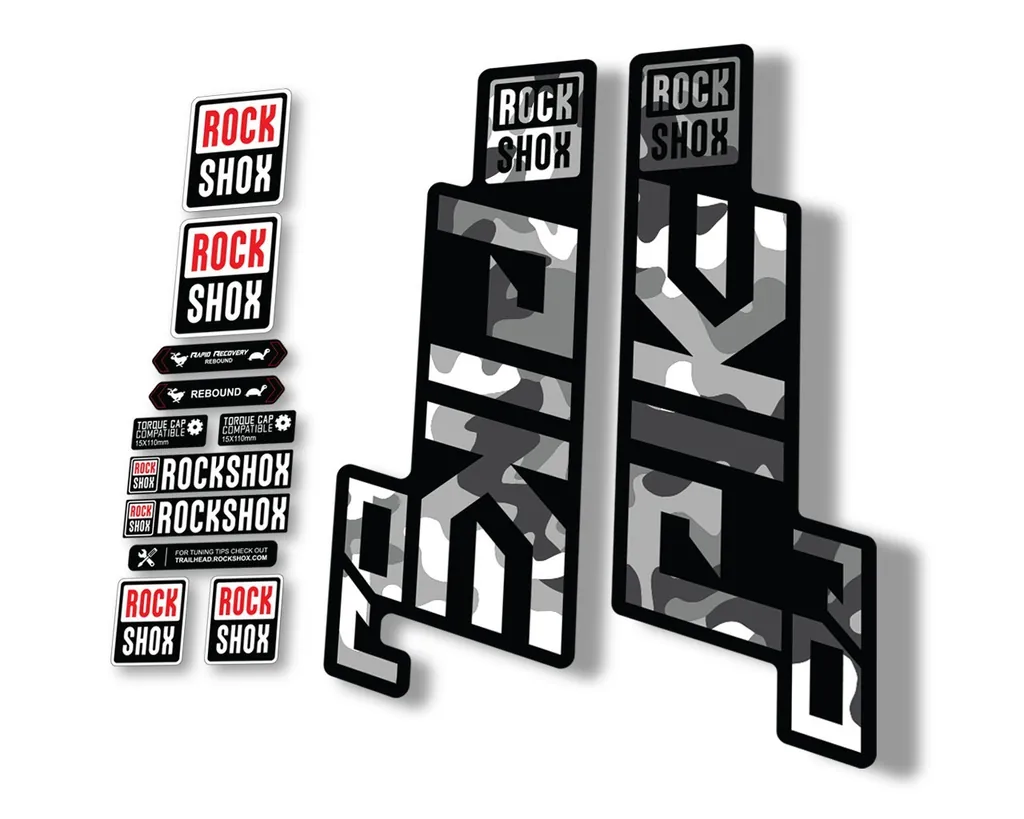 Rock Shox PIKE DJ 2021 Mountain Bike Cycling Decal Sticker Adhesive White Camo - 1