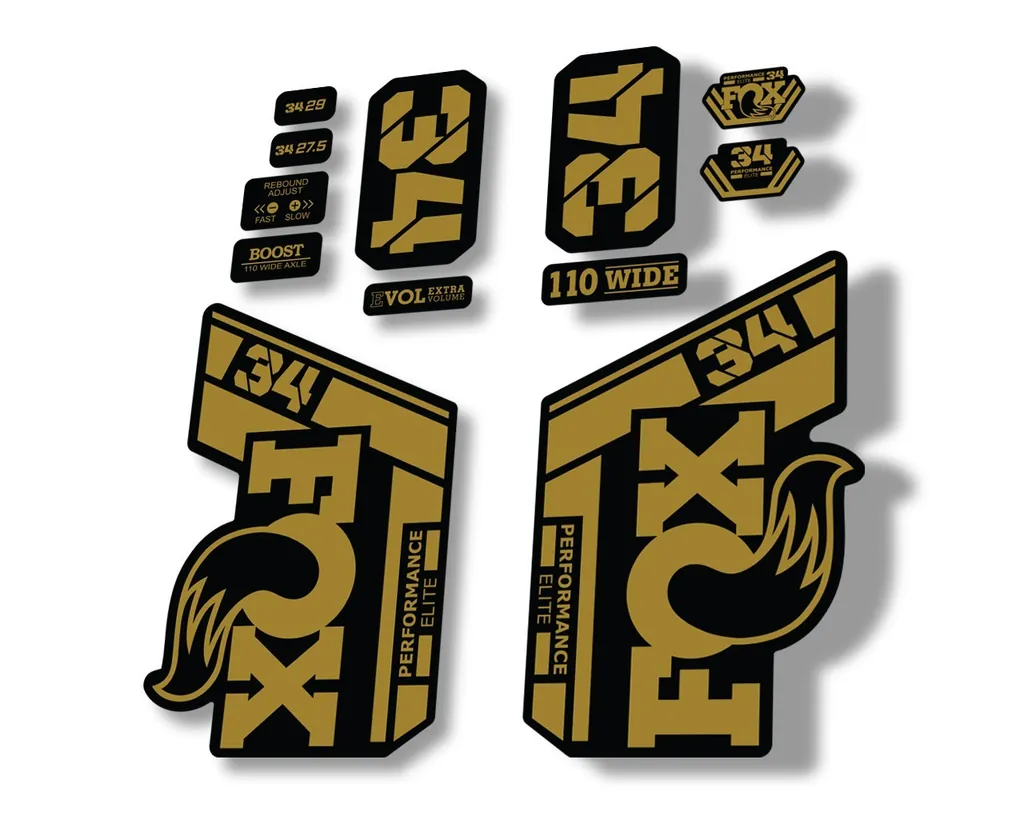FOX 34 Performance Elite 2021 Factory Fork Decals Suspension Sticker Gold - 1