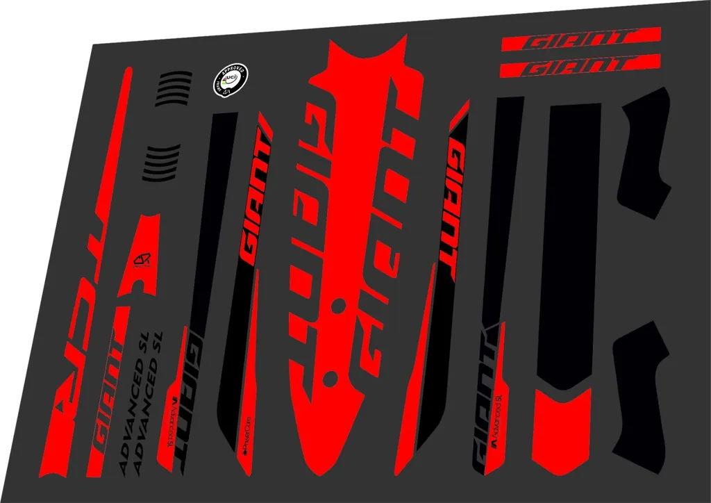 Bicycle Vinyl Stickers – Fits GIANT TCR Advanced SL Bike Frames – Red - 1