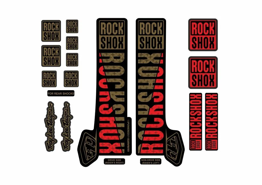 Rock Shox Troy Lee Fork Decal Mountain Bike Cycling Sticker Adhesive Red Gray - 1