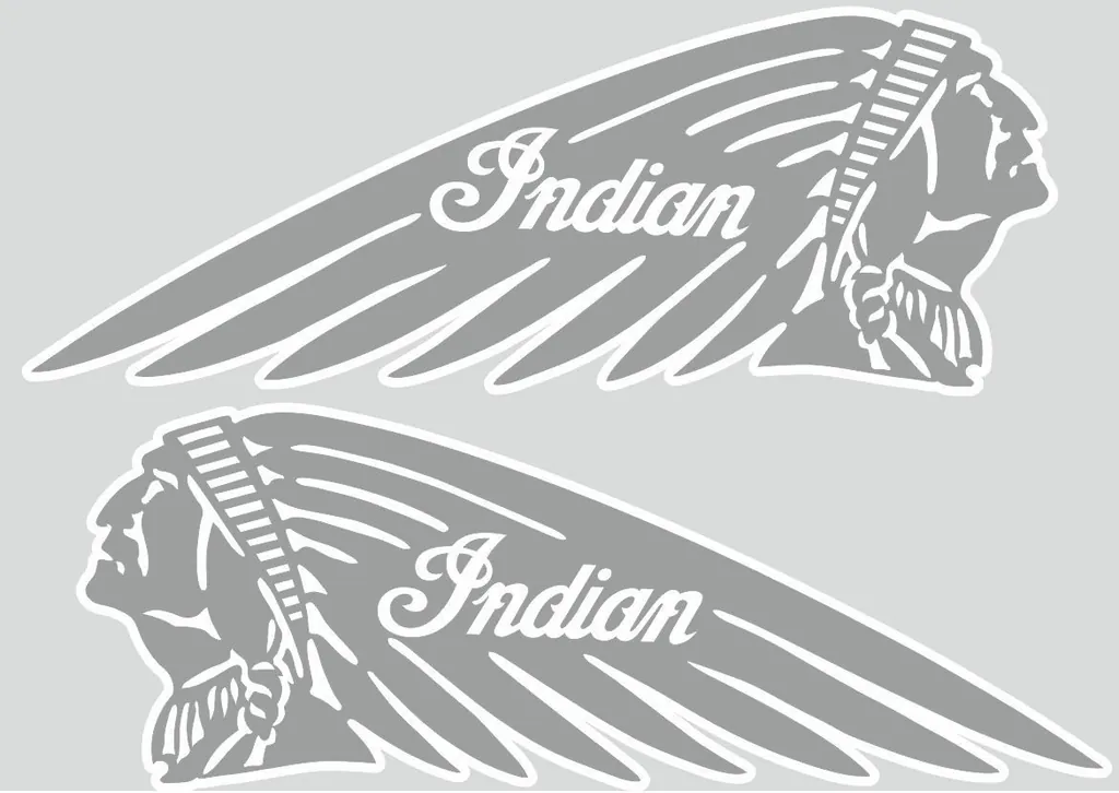 INDIAN WAR BONNET MOTORCYLES Vinyl Decal Adhesive Sticker 11"x4" Gray 2 Pcs - 1