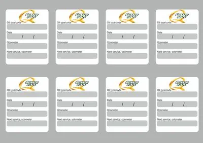 8x QUAKER STATE Oil Change Service Reminder Decals Adhesive Labels Die Cut - 1