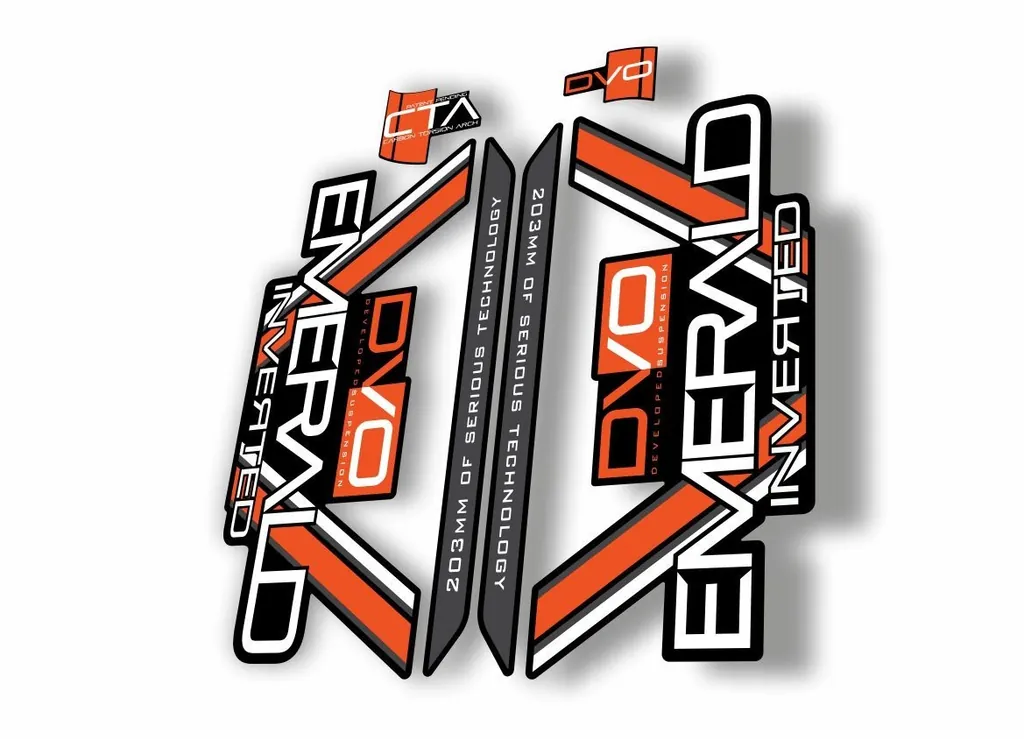 DVO 2016 EMERALD 27.5 - 29 Fork Suspension Sticker Decal Kit Adhesive Orange - 1