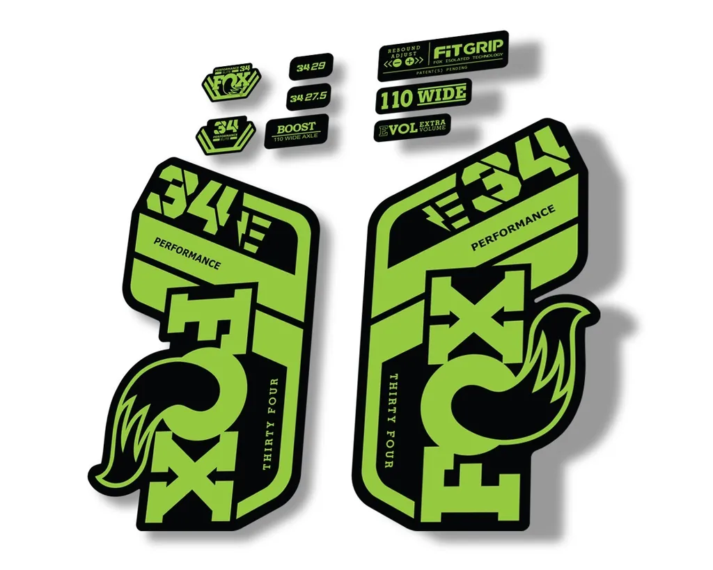 FOX 34 Performance E Bike 2021 Factory Fork Decals Suspension Sticker Green - 1