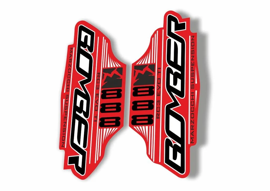 Marzocchi Bomber 888 RC3 EVO TI 2011 Fork Suspension Sticker Decal Kit Red - 1