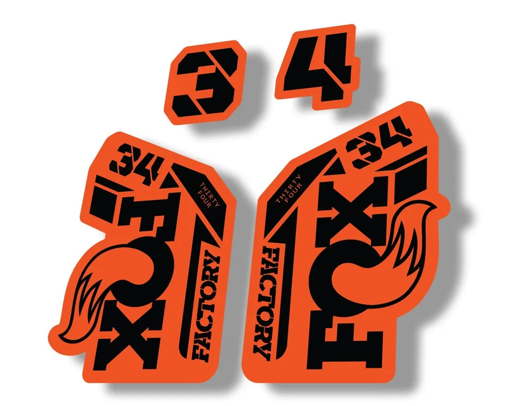 FOX 34 2021 Factory Forks Suspension Decal Sticker Orange Black - 1