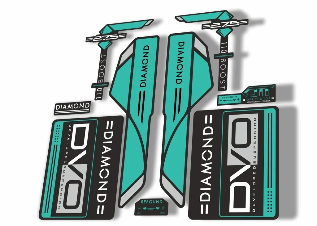 DVO 2017 Diamond Boost 27.5 Fork Suspension Sticker Decal Adhesiv Grey Dolphin - 1