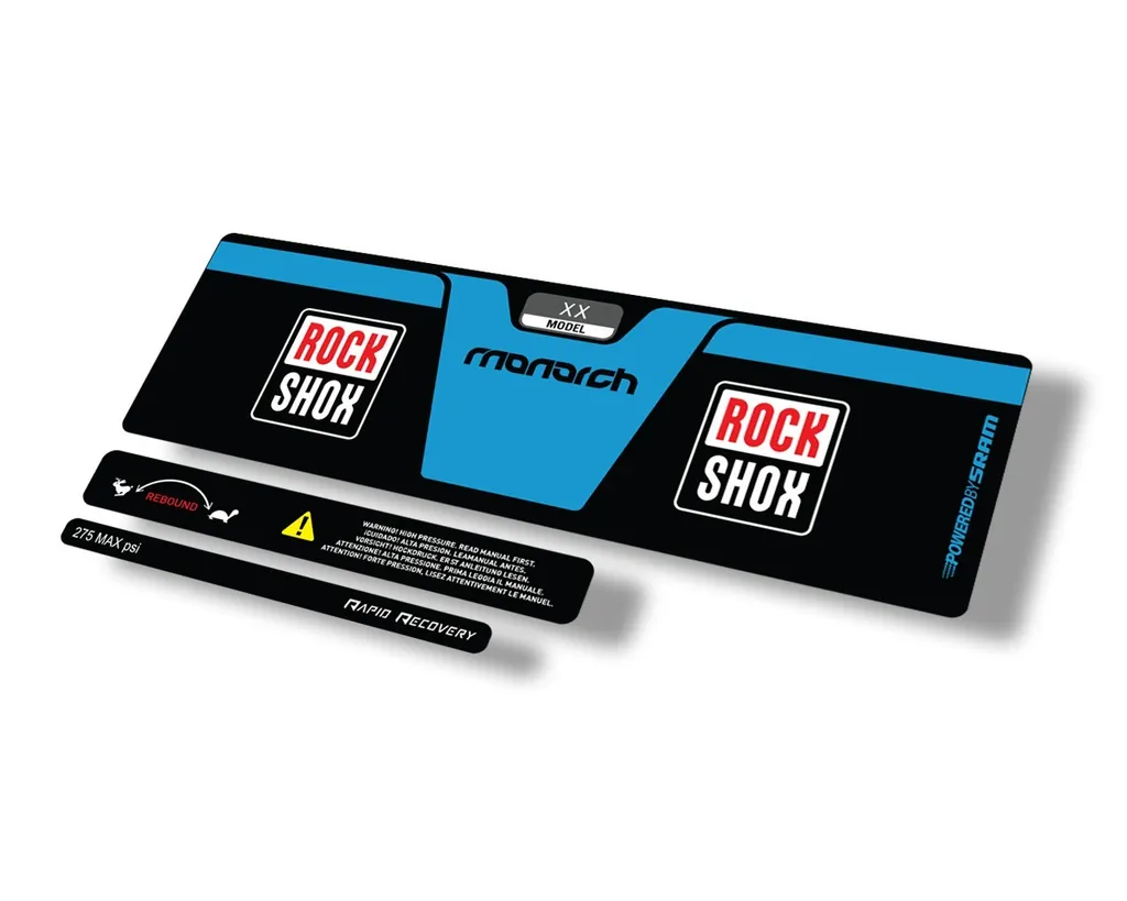 Rock Shox 2014 Monarch XX Rear Shock Decal Sticker Adhesive Set Blue - 1