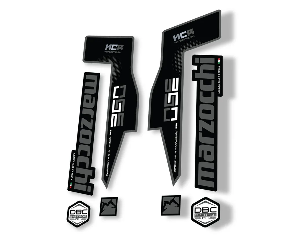 Marzocchi 350 NCR Titanium Fork Suspension Sticker Decal Adhesive Kit Gray - 1