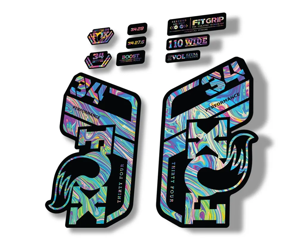 FOX 34 Performance 2021 Factory Fork Decals Suspension Sticker Oil Slick 1 - 1