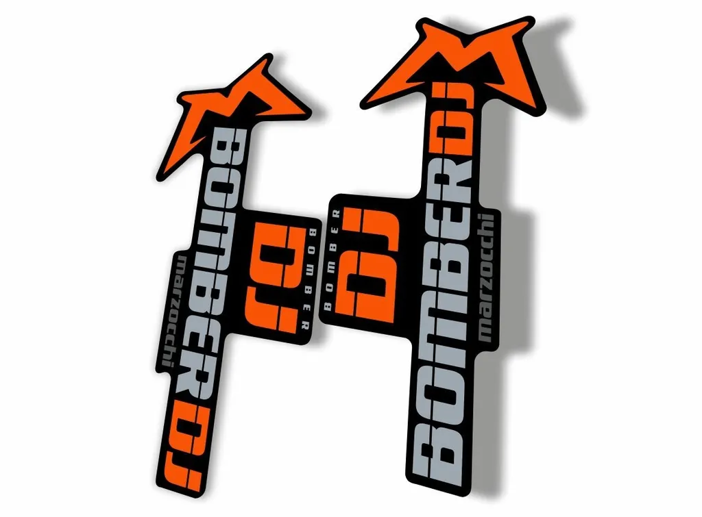 Marzocchi Bomber DJ 2020 Fork Suspension Sticker Decal Kit Adhesive Orange Gray - 1