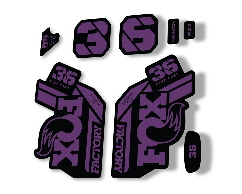 FOX 36 Step Cast SC 2021 Factory Fork Decals Suspension Sticker Adhesive Purple - 1