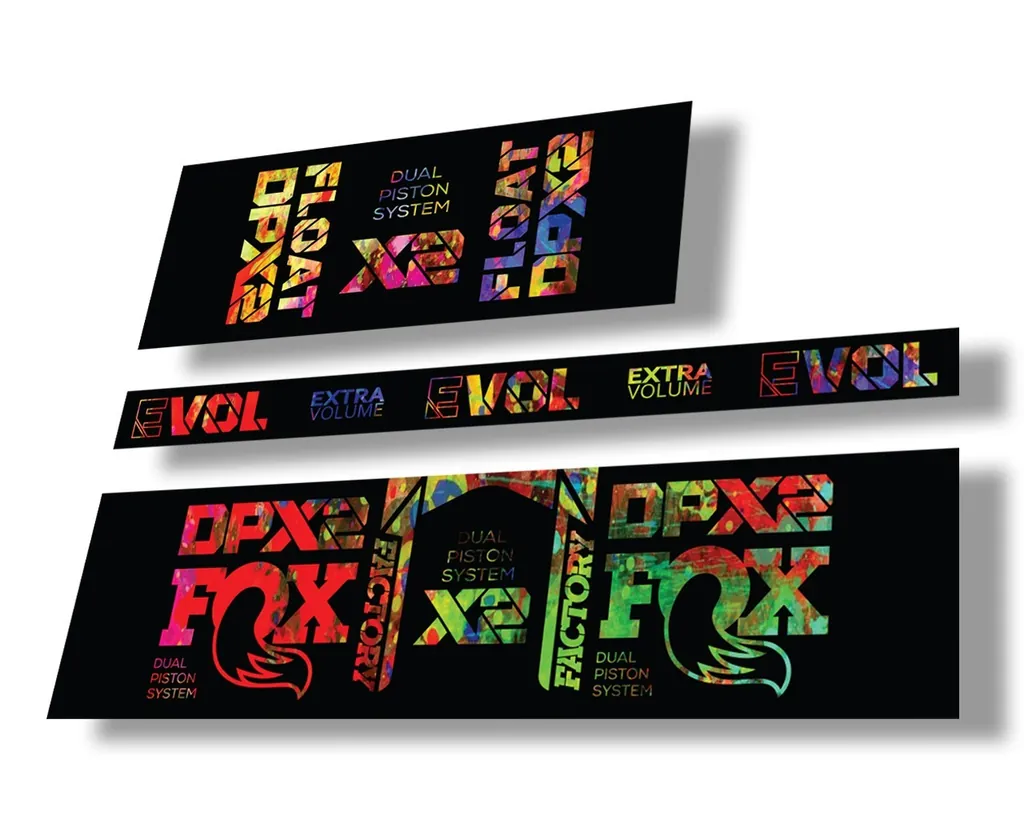 FOX Float DPX2 2021 Factory Rear Shock Suspension Sticker Decal Kit Oil Slick - 1