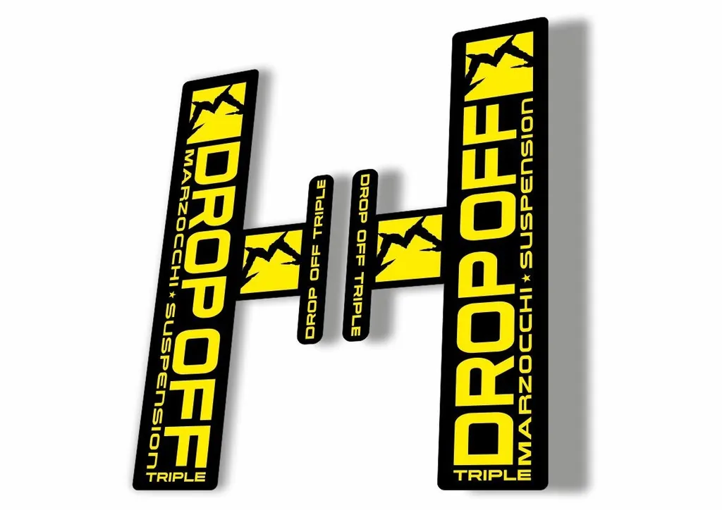 Marzocchi Drop Off Triple 2005 Fork Suspension Sticker Decal Kit Adhesive Yellow - 1