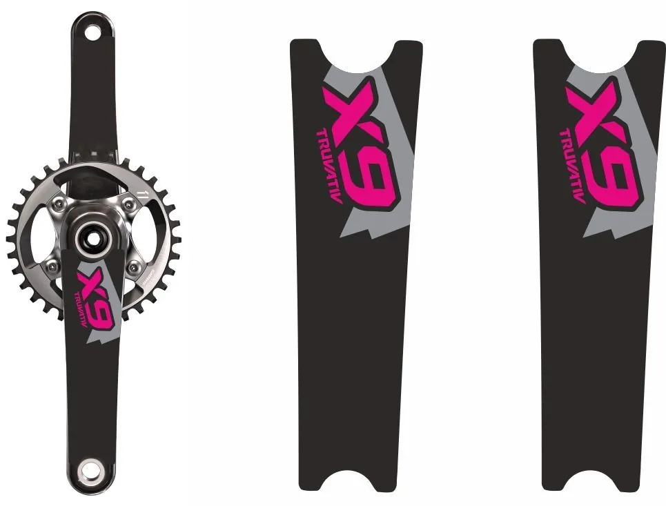 Crank Set Stickers Decals MTB SRAM X9 Mountain Bike Bicycle Adhesive 2 Pcs Pink - 1