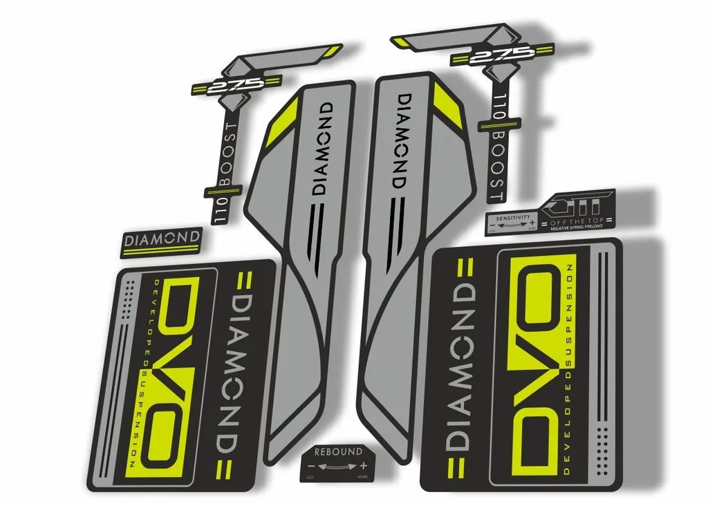 DVO 2017 Diamond Boost 27.5 Fork Suspension Sticker Decal Adhesive Gray Green - 1