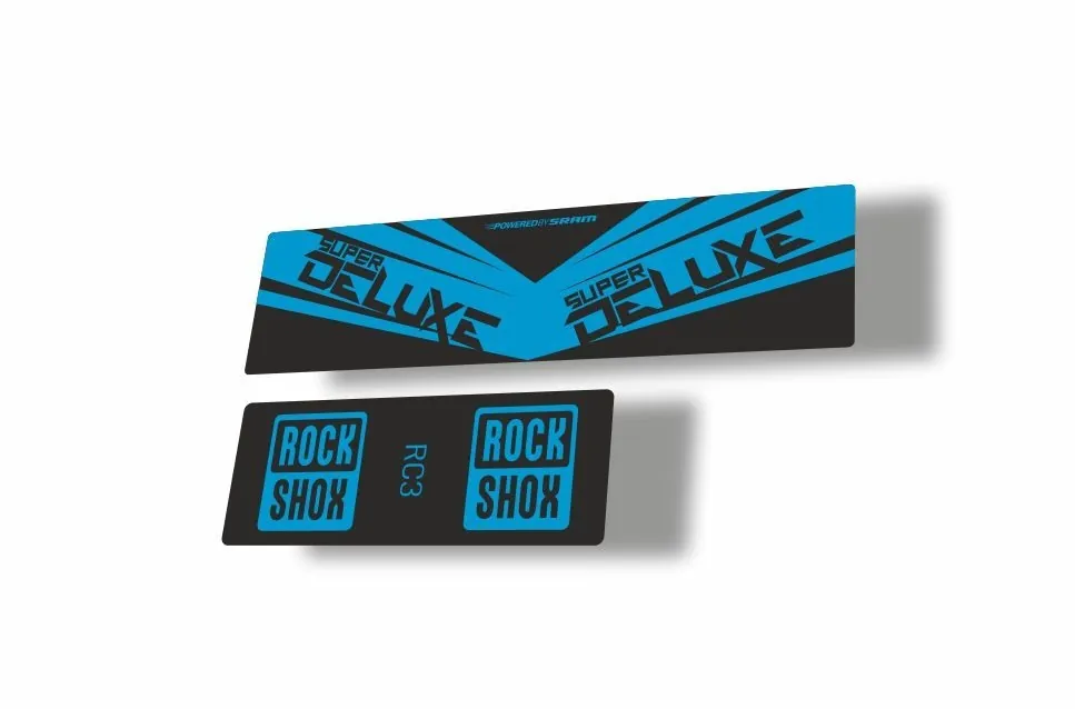 Rock Shox 2017 Super Deluxe RC3 Rear Shock MTB Decal Sticker Adhesive Blue - 1