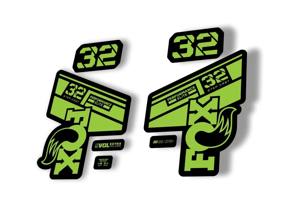FOX 32 Step Cast Elite 2021 Factory Fork Decals Suspension Sticker Green - 1