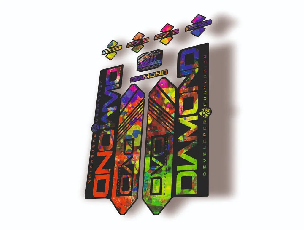 DVO 2016 Diamond 27.5 - 29 Fork Suspension Sticker Decal Kit Adhesive Oil Slick - 1