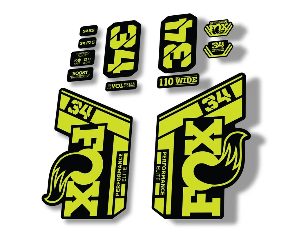 FOX 34 Performance Elite 2021 Factory Fork Decals Suspension Sticker Lime Green - 1