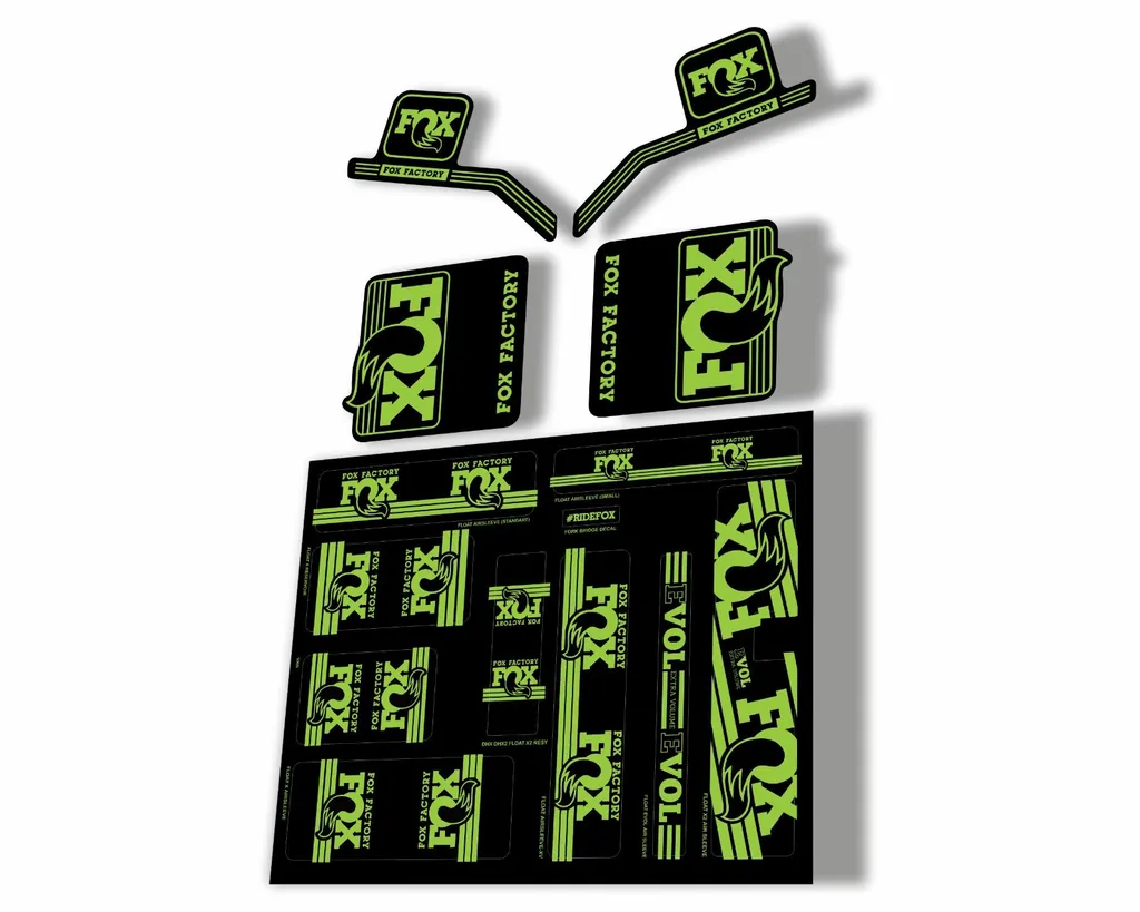 Fox Heritage 2017 Forks Suspension & Shocks Decal Sticker Adhesiv Kit Green - 1