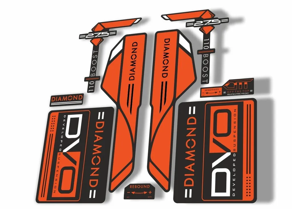 DVO 2017 Diamond Boost 27.5 Fork Suspension Sticker Decal Adhesive Orange - 1