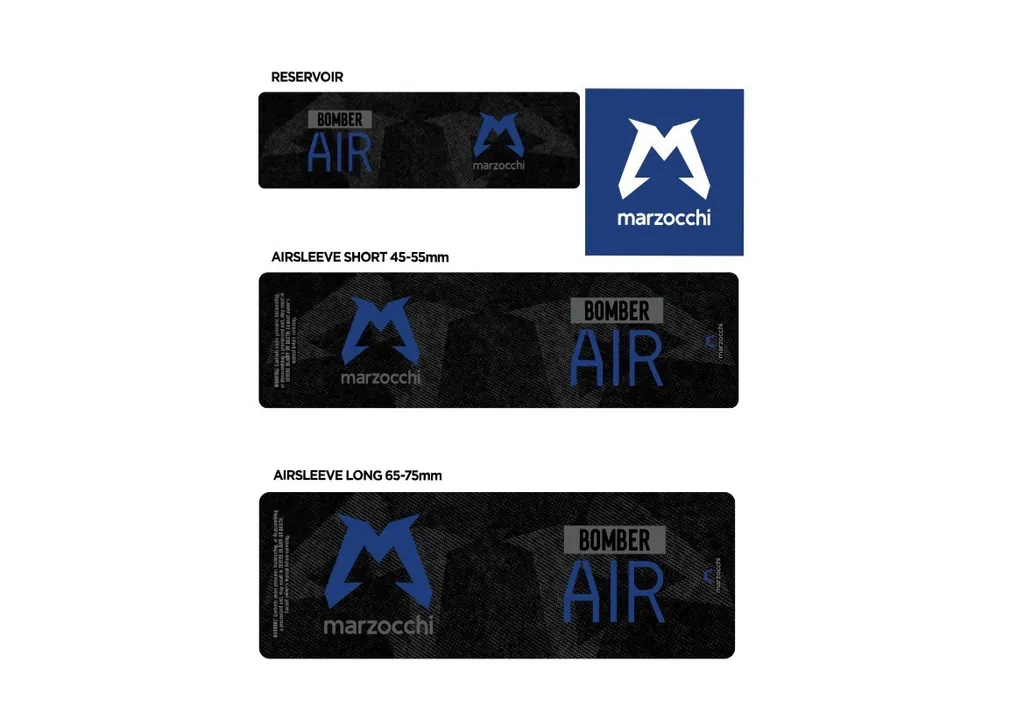 Marzocchi Bomber Air 2024 Rear Shock Sticker Decal Kit Adhesive Dark Blue - 1